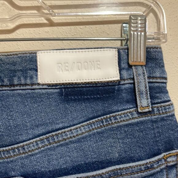 RE/DONE High Rise 70s Stove Pipe Button Fly Raw Hem Denim Jeans Size 26 - Picture 11 of 16
